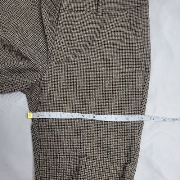 ZARA trouser plaid pant straight leg mid rise step hem 6 - Picture 9 of 10